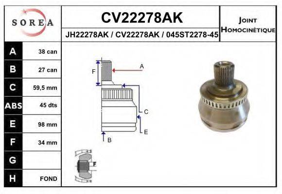 EAI CV22278AK Шарнирный комплект, приводной вал