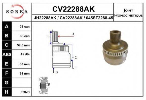 EAI CV22288AK Шарнирный комплект, приводной вал
