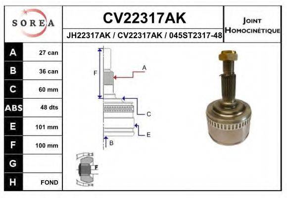 EAI CV22317AK Шарнирный комплект, приводной вал