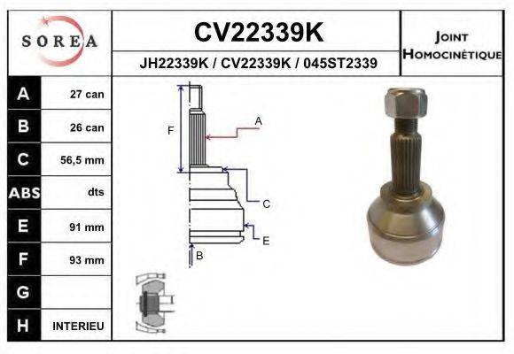 EAI CV22339K Шарнирный комплект, приводной вал