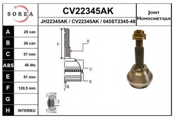 EAI CV22345AK Шарнирный комплект, приводной вал