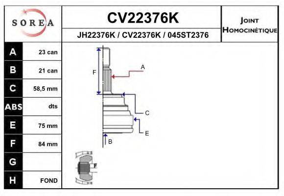 EAI CV22376K Шарнирный комплект, приводной вал