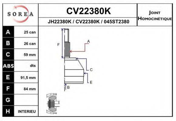 EAI CV22380K Шарнирный комплект, приводной вал