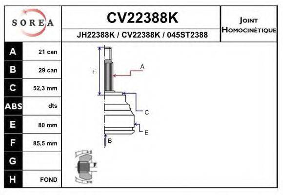 EAI CV22388K Шарнирный комплект, приводной вал