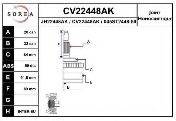 EAI CV22448AK Шарнирный комплект, приводной вал