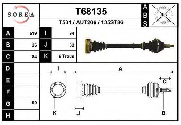 EAI T68135 Приводной вал