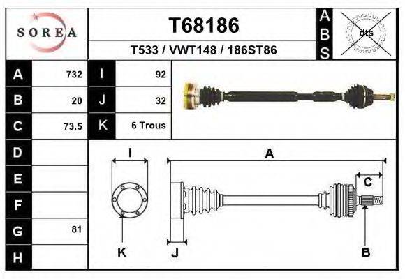 EAI T68186 Приводной вал