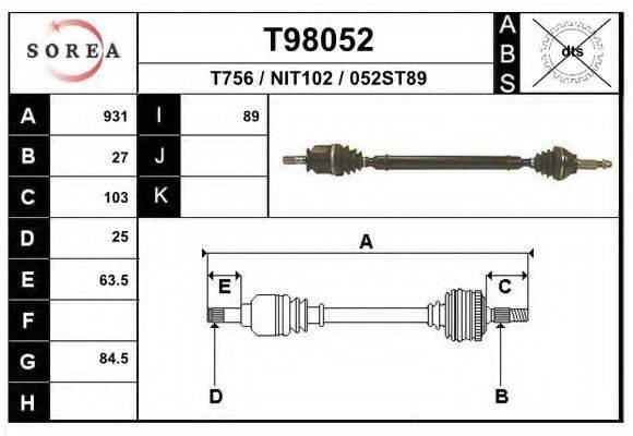 EAI T98052 Приводной вал