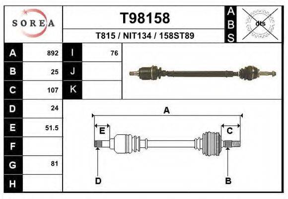 EAI T98158 Приводной вал