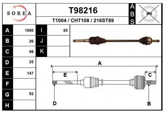 EAI T98216 Приводной вал