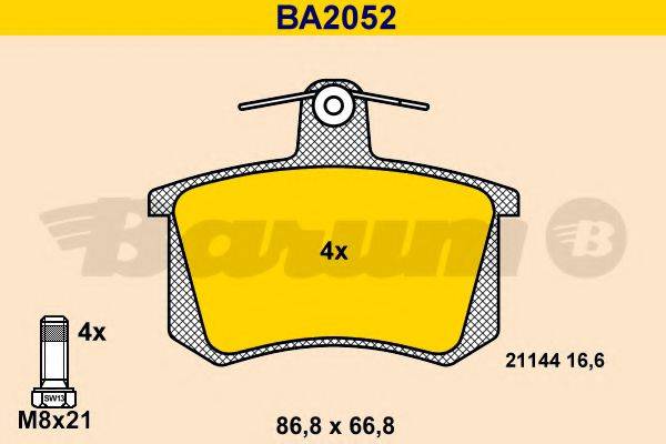 BARUM BA2052 Комплект тормозных колодок, дисковый тормоз