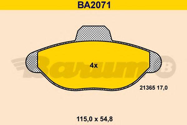 BARUM BA2071 Комплект тормозных колодок, дисковый тормоз