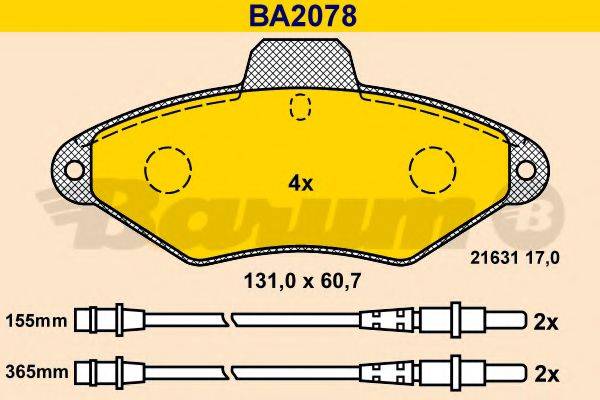 BARUM BA2078 Комплект тормозных колодок, дисковый тормоз
