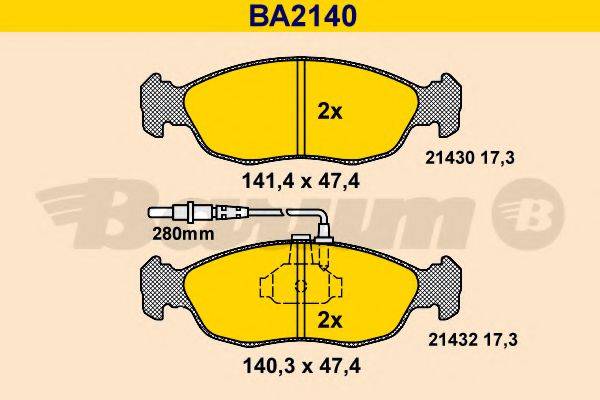 BARUM BA2140 Комплект тормозных колодок, дисковый тормоз