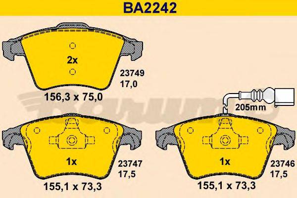 BARUM BA2242 Комплект тормозных колодок, дисковый тормоз