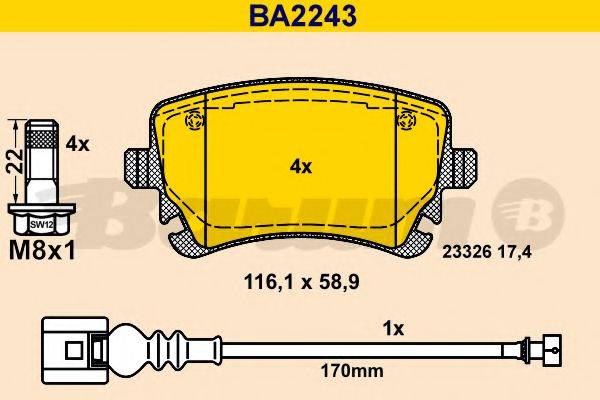 BARUM BA2243 Комплект тормозных колодок, дисковый тормоз