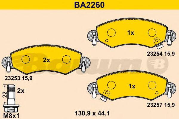 BARUM BA2260 Комплект тормозных колодок, дисковый тормоз