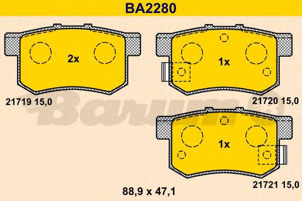 BARUM BA2280 Комплект тормозных колодок, дисковый тормоз
