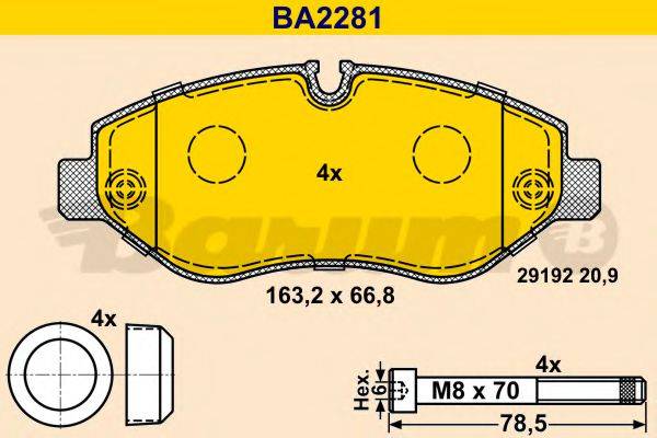 BARUM BA2281 Комплект тормозных колодок, дисковый тормоз