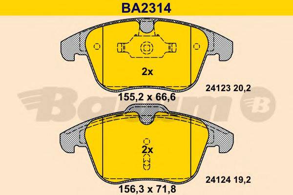 BARUM BA2314 Комплект тормозных колодок, дисковый тормоз