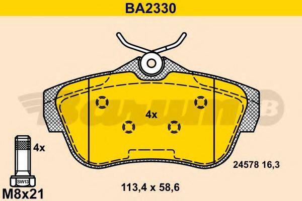 BARUM BA2330 Комплект тормозных колодок, дисковый тормоз