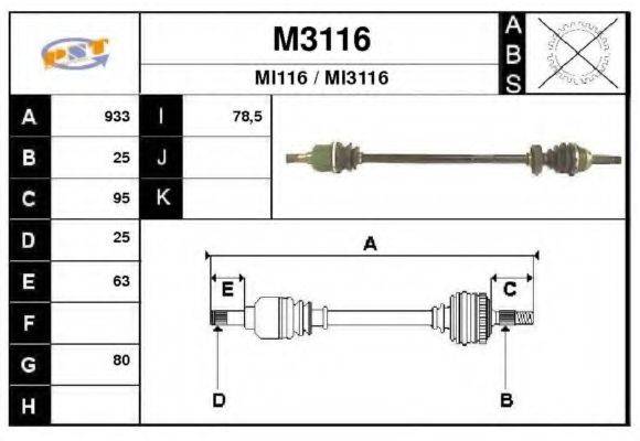SNRA M3116 Приводной вал