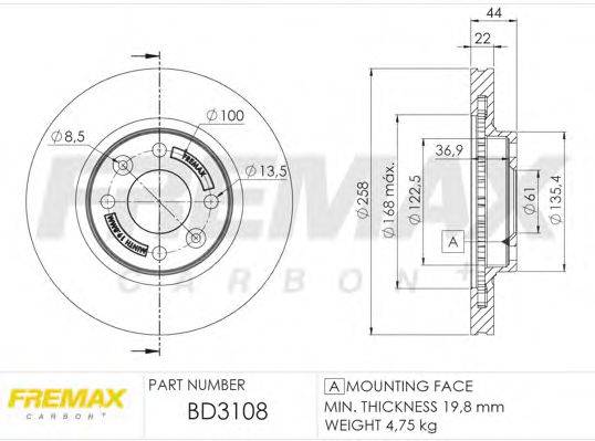 FREMAX BD3108 Тормозной диск