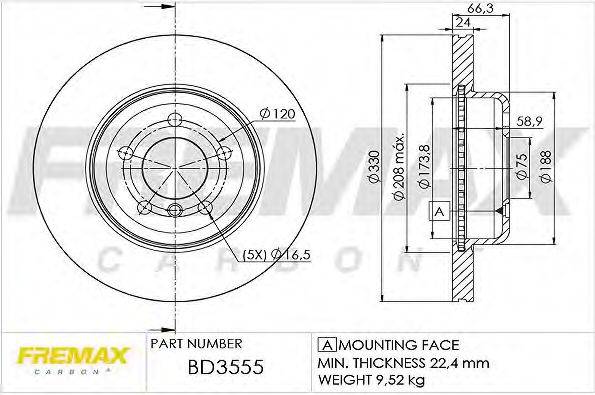 FREMAX BD3555 Тормозной диск