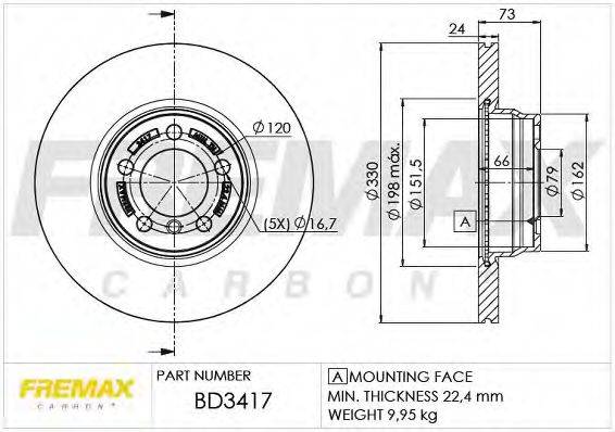 FREMAX BD3417 Тормозной диск