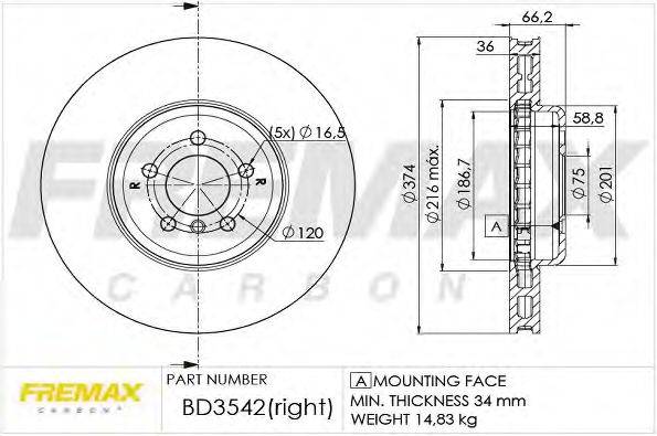 FREMAX BD3542 Тормозной диск