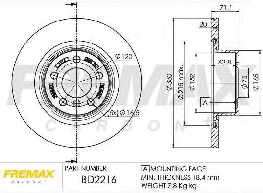 FREMAX BD2216 Тормозной диск