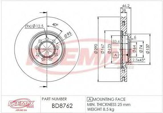 FREMAX BD8762 Тормозной диск