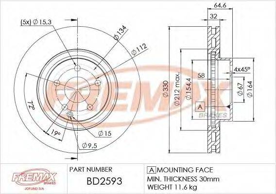 FREMAX BD2593 Тормозной диск