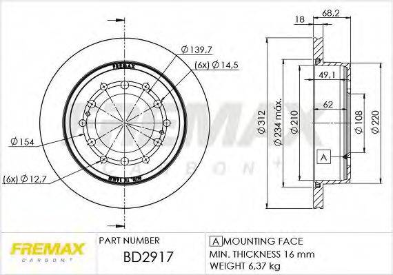 FREMAX BD2917 Тормозной диск