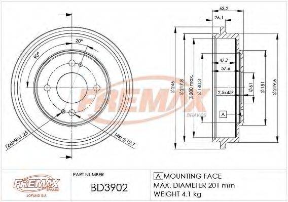 FREMAX BD3902 Тормозной барабан