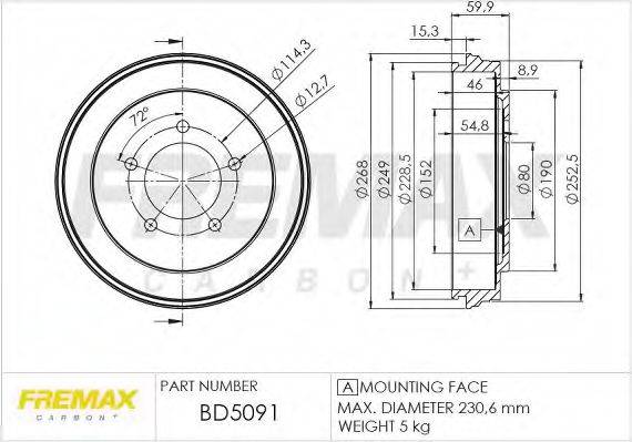 FREMAX BD5091 Тормозной барабан