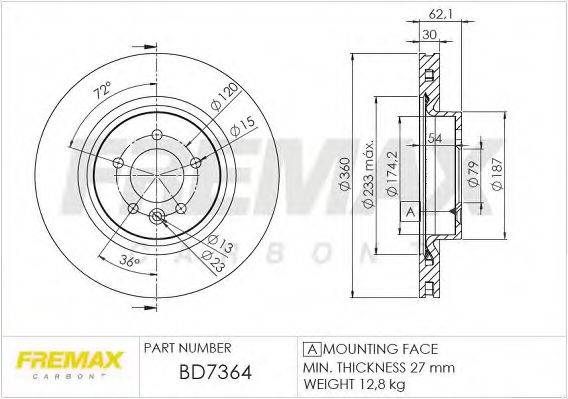 FREMAX BD7364 Тормозной диск