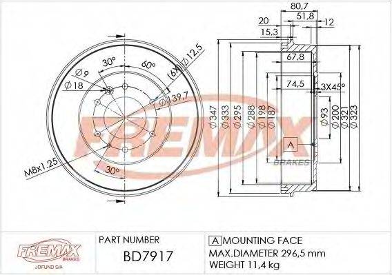 FREMAX BD7917 Тормозной барабан