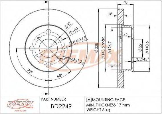 FREMAX BD2249 Тормозной диск