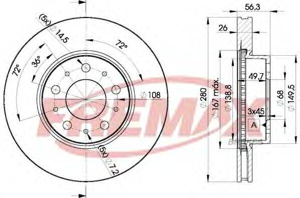 FREMAX BD6567 Тормозной диск