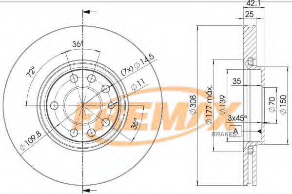 FREMAX BD9061 Тормозной диск