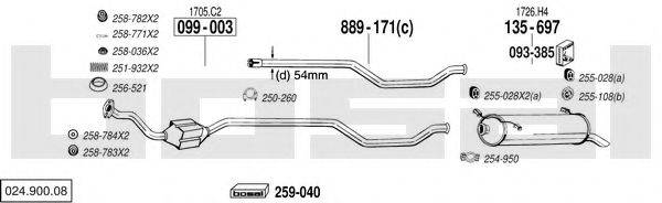 BOSAL 02490008 Система выпуска ОГ