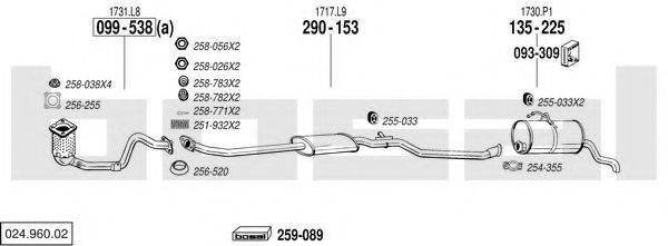 BOSAL 02496002 Система выпуска ОГ