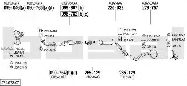 BOSAL 07497207 Система выпуска ОГ