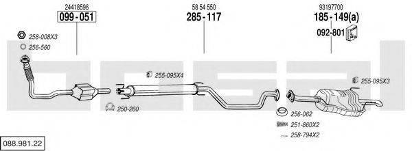 BOSAL 08898122 Система выпуска ОГ