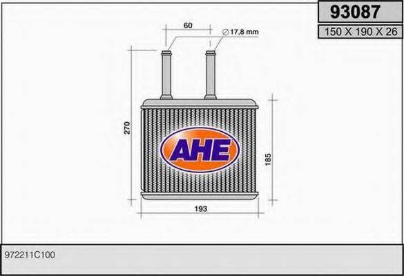 AHE 93087 Теплообменник, отопление салона