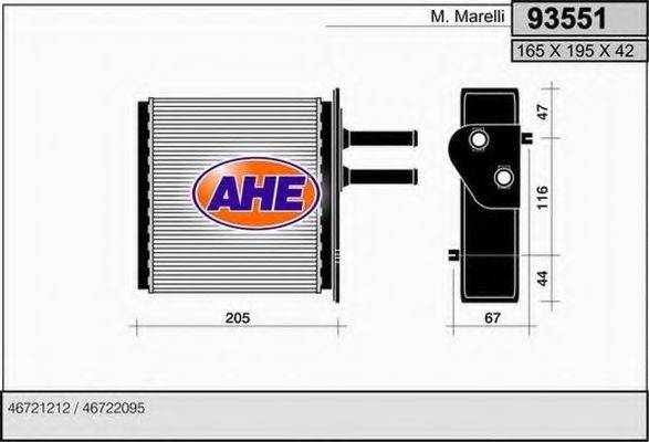 AHE 93551 Теплообменник, отопление салона