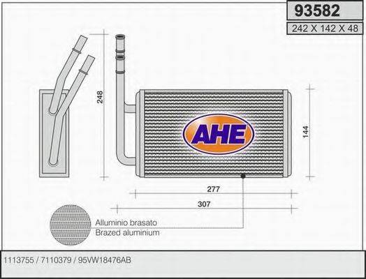 AHE 93582 Теплообменник, отопление салона