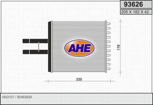 AHE 93626 Теплообменник, отопление салона