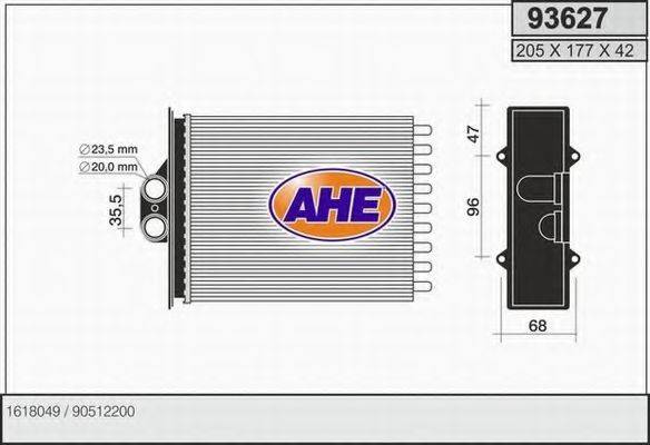 AHE 93627 Теплообменник, отопление салона